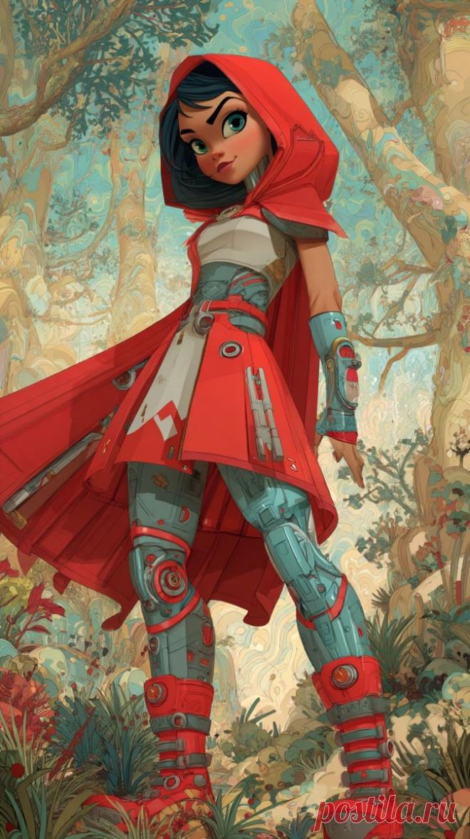 Красная Шапочка будущего: киберпанковский взгляд на сказку. Генерация из нейронной сети Midjourney - Midjourney примеры промтов - Форум ИИ о нейросетях - Yes Ai