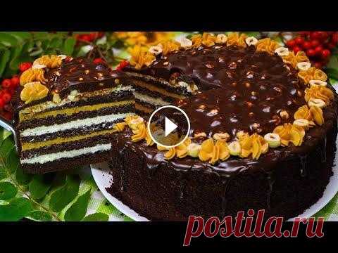 Торт "ЛАКОМЫЙ КУСОЧЕК"  Безумно вкусный и необычный торт! Насыщенно-шоколадный бисквит, два вида крема, глазурь и хрустящий фундук! Готовится совсем несложно. Настоятельно ре...