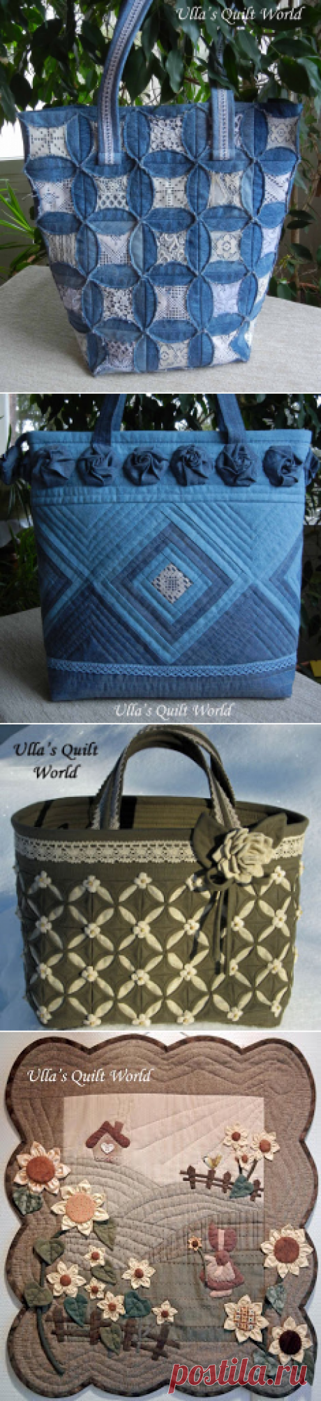 Ulla's Quilt World: Quilted pouch and bag + Cathedral window quilt bag