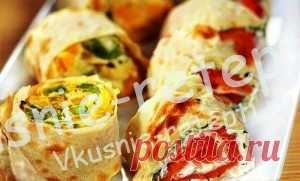 Роллы из лаваша с ветчиной и рыбой - Вкусные рецепты