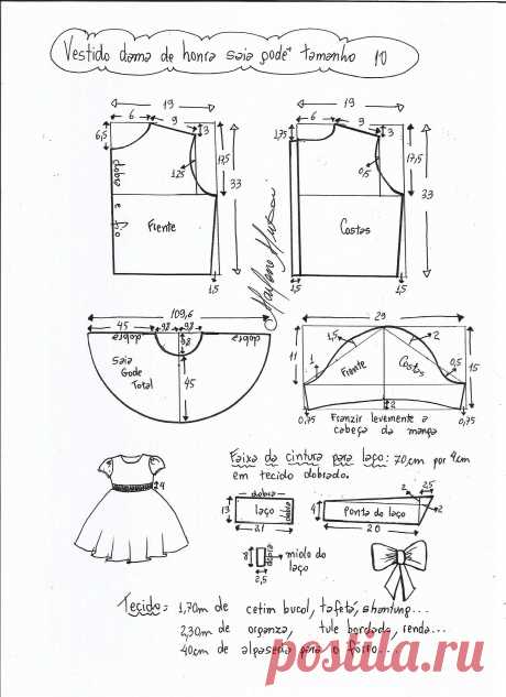 Выкройка платья для девочки 10 лет, пошаговове описание пошива, видео мк, 7 моделей