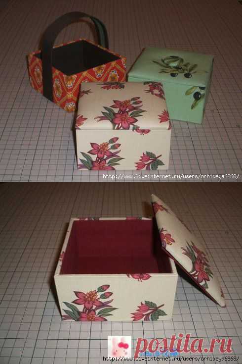 КОРОБКИ-ШКАТУЛКИ ИЗ КАРТОНА И ТКАНИ.