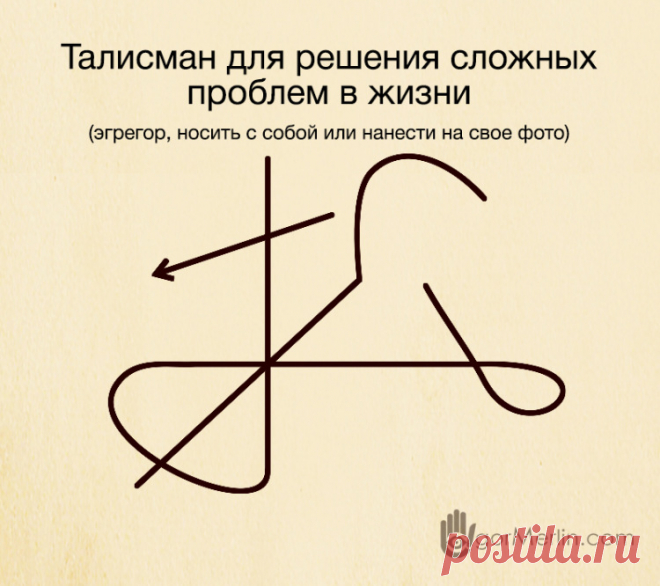 Талисман для решения сложных проблем в жизни 
Для активации талисмана: Поставьте одну самую главную цель в Вашей жизни на данный момент.Возьмите свою фотографию (любого размера, любого возраста, любого качества. Главное, чтобы на фотографии были изображено только Вы) Подойдет электронная фотография. Перерисуйте символы с картинки максимально точно на свою фотографию - на любой ее стороне. Нужно именно перерисовать, не совмещать картинки в компьютерной программе. После нане...