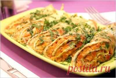 Рулеты из блинов - Рецепты. Закуски. Закуски из яиц, из сыра, из творога