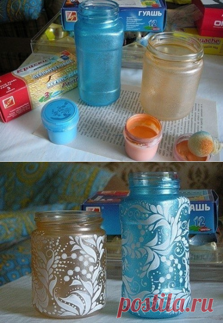 Роспись баночек и бутылочек — Сделай сам, идеи для творчества - DIY Ideas