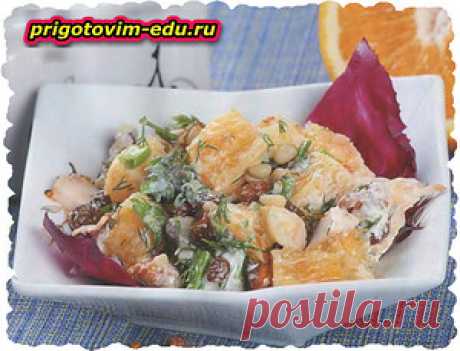 Салат с копченой курицей и орехами — Кулинарные рецепты