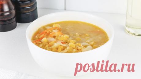 Рецепт простого вкусного горохового супа без картофеля с капустой.