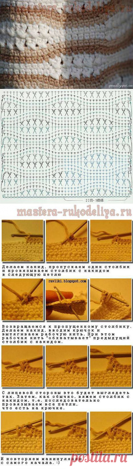 Узор крючком: "Обнимающиеся" перекрещенные столбики..