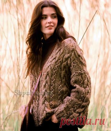 Кардиган с ажурным узором и «косами» — Shpulya.com - схемы с описанием для вязания спицами и крючком
