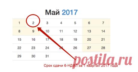 6-НДФЛ за 1 квартал 2017 года: образец заполнения
