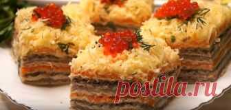 Селедочный торт на вафельных коржах