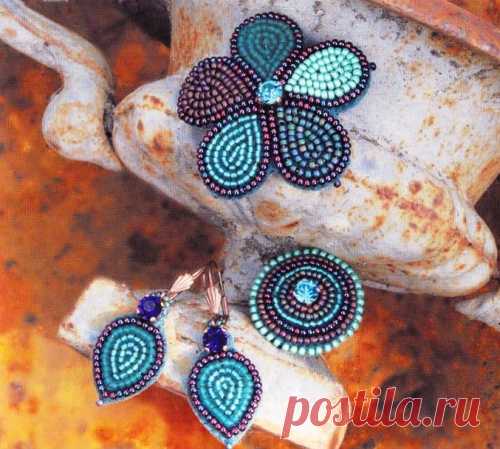 Украшения вышитые бисером / Броши, Вышивка бисером, Кольца, Серьги / Biserok.org