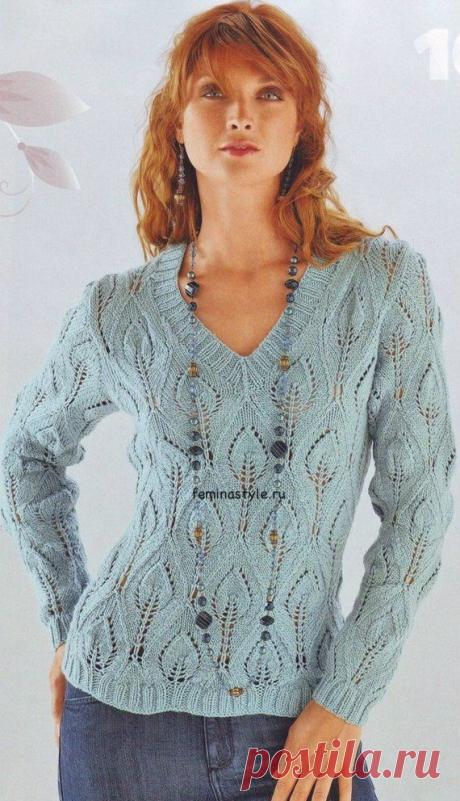 Женский пуловер с фантазийным узором связанный спицами / Рукоделие / Домоводство / Женские секреты / Женский стиль