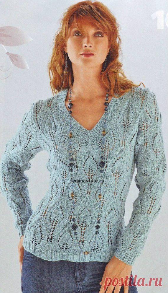 Женский пуловер с фантазийным узором связанный спицами / Рукоделие / Домоводство / Женские секреты / Женский стиль