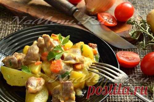 Желудки куриные, рецепт тушеные с картошкой