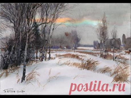20201225 Снежные поля акварелью. Watercolor snow field