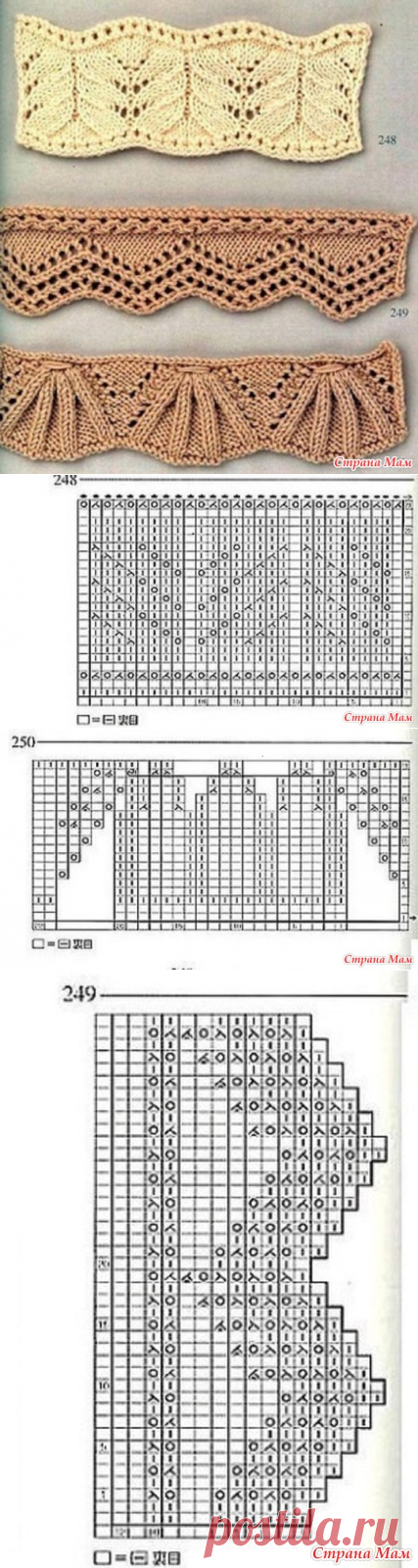 Ажурные резинки спицами (увеличила схемы) - Вязание - Страна Мам