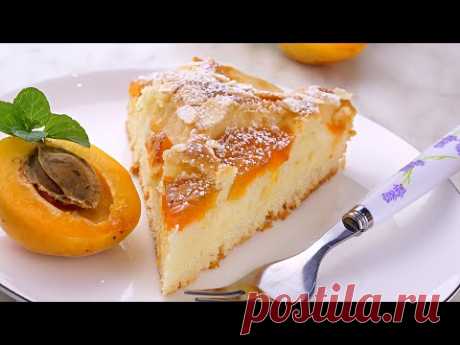 🍑 Быстрый и вкусный пирог с абрикосами и миндалем! Тесто за 5 минут + выпечка! Самый простой рецепт!