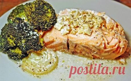Сёмга запеченная с брокколи в сливках | Одноклассники