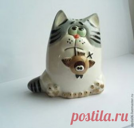 коты - серия Охотники - оранжевый,фигурка кота,кот керамический,коты и кошки