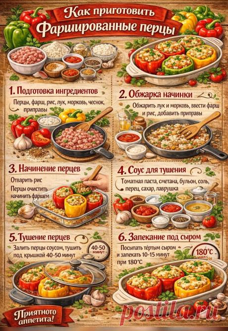 Фаршированные перцы с мясом и рисом