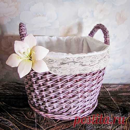 Корзинка из газет. Послойное плетение / Плетение из газет / В рукоделии