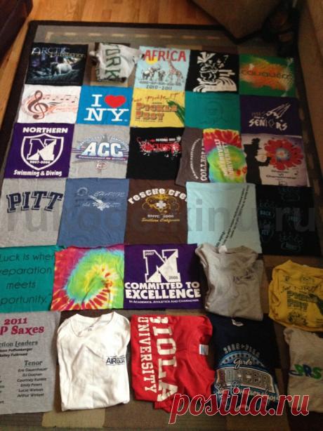 Как сделать одеяло из старых футболок. Мастер-класс.Техника пэчворк.