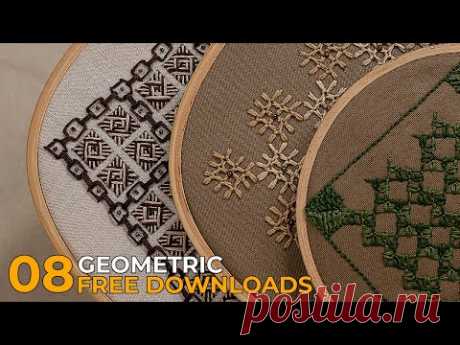 8 Stunning Geometric Hand Embroidery Patterns | Beginner Friendly Designs with Free Downloads