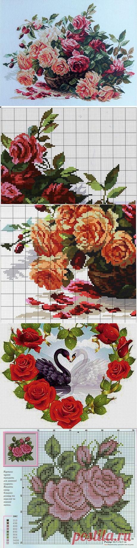 РОЗЫ В ВЫШИВКЕ..