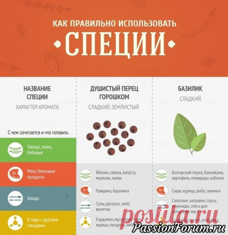 Классная шпаргалка по использованию специй.