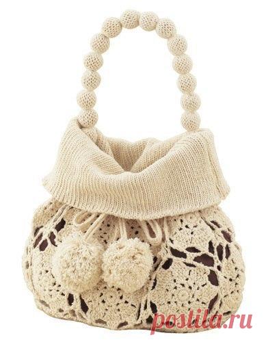 Сумка, вязаная спицами и крючком - схема