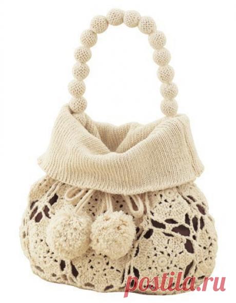 Сумка, вязаная спицами и крючком - схема