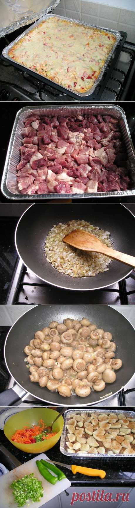 Как приготовить мясо запеченное с консервированными грибами - рецепт, ингридиенты и фотографии