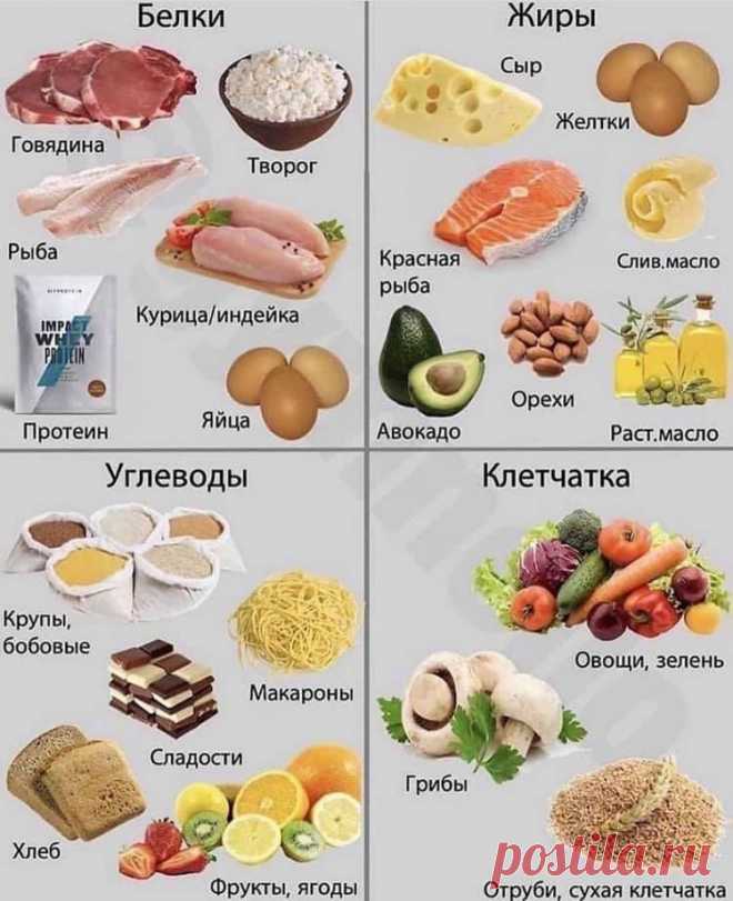 Содержание белков и прочее в продуктах