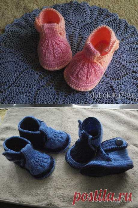 Пинетки на спицах и крючком | Клубок