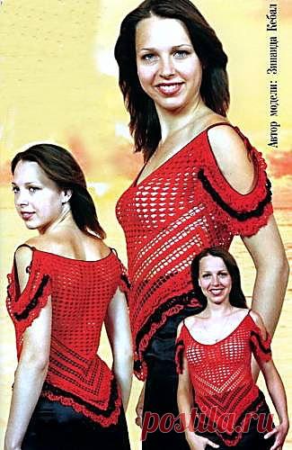 Испанские мотивы. Красная кофточка. Вязание крючком. - Схемы вязания кофты - Схемы для вязания - Уроки вязания крючком - Вязание крючком, мотивы, схемы для вязания крючком