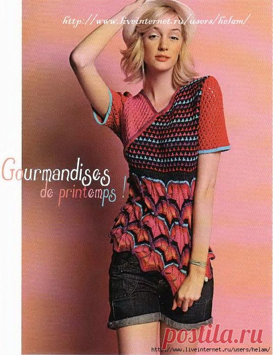 Разноцветный пуловер с кленовыми листьями из Bergere de France!