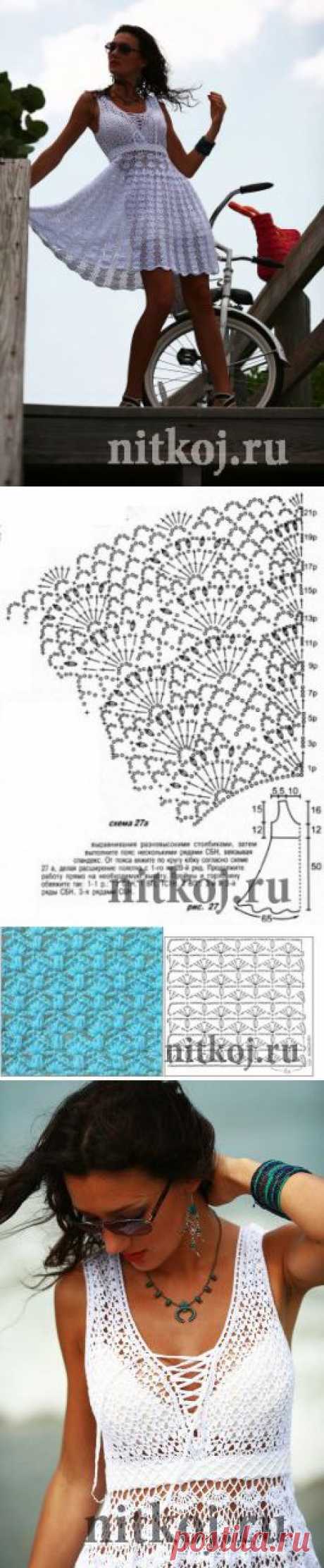 Белый летний сарафан » Ниткой - вязаные вещи для вашего дома, вязание крючком, вязание спицами, схемы вязания