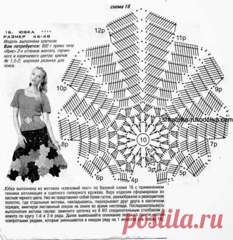 Красивая юбка из мотивов кленовый лист