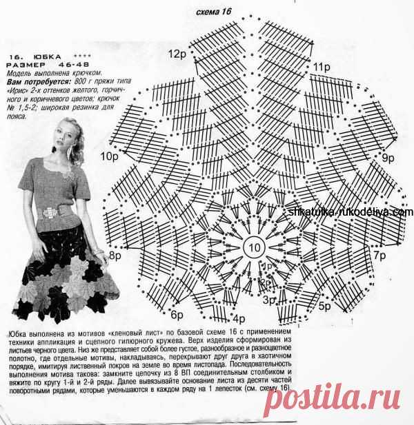 Красивая юбка из мотивов кленовый лист