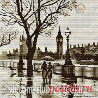 Лондонский дождь. Вышивка крестом.
