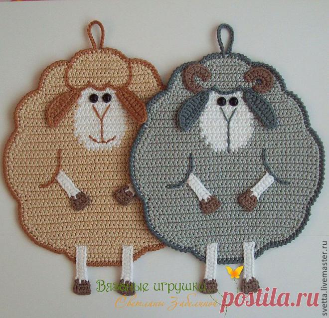 "Барашек и ярочка - забавная парочка" вязаные прихватки - прихватка,кухня