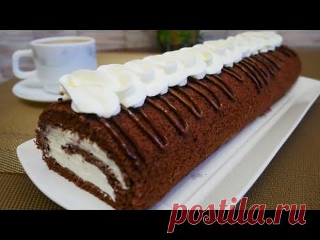 Шоколадный Бисквитный Рулет с Крем Чиз Нежный, тающий во рту! ПОЛУЧИТСЯ у КАЖДОГО! - YouTube