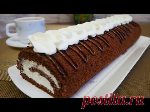 Шоколадный Бисквитный Рулет с Крем Чиз Нежный, тающий во рту! ПОЛУЧИТСЯ у КАЖДОГО! - YouTube