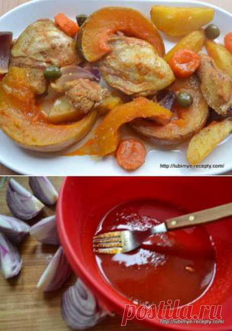 Курица с тыквой, красным луком и картофелем | 4vkusa.ru