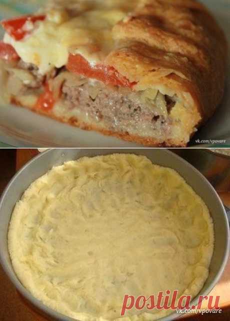 Открытый мясной пирог с картофельным тестом