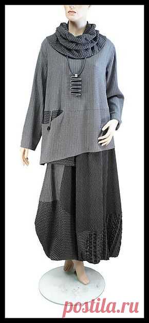 Difera Lagenlook skirt Athena and turtle-neck top Pacy Mix and Match gray - Maybe not the whole outfit, but parts?