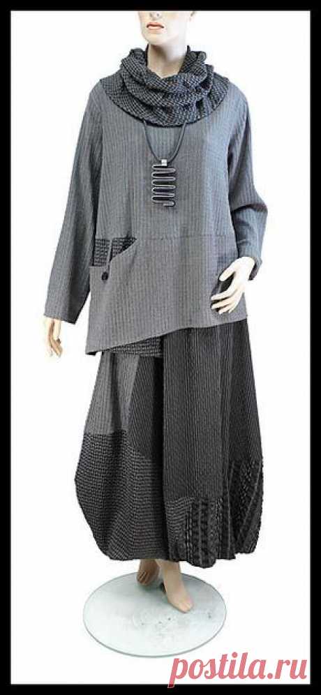 Difera Lagenlook skirt Athena and turtle-neck top Pacy Mix and Match gray - Maybe not the whole outfit, but parts?