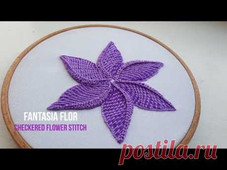 Floral Embroidery Fantasy Checkered Stitch Flower Design stitch