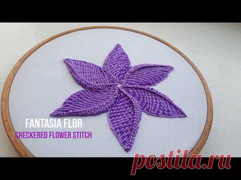 Floral Embroidery Fantasy Checkered Stitch Flower Design stitch